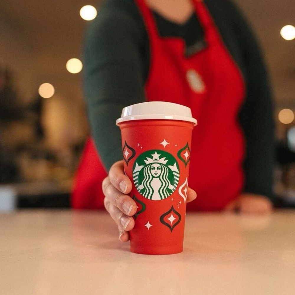 Starbucks 2023 Red Limited Edition Red White Green Ornament Reusable Holiday Cup